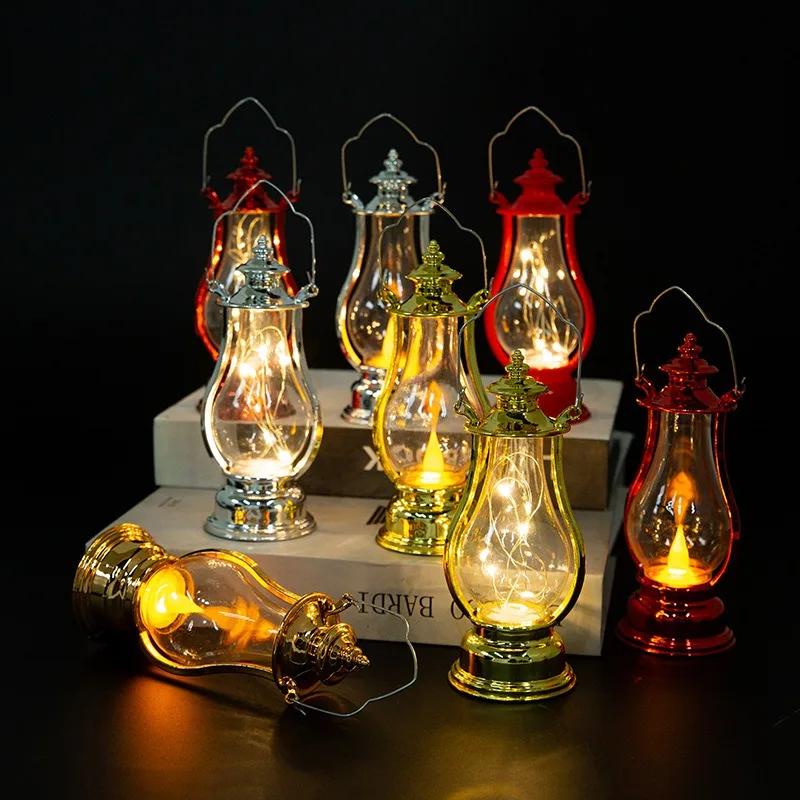 LED Retro Small Oil Lamp Multicolor Interior Decorative Desk Lamp Portable Wind Candle Lamps Decoration Kerosene Lights 2025