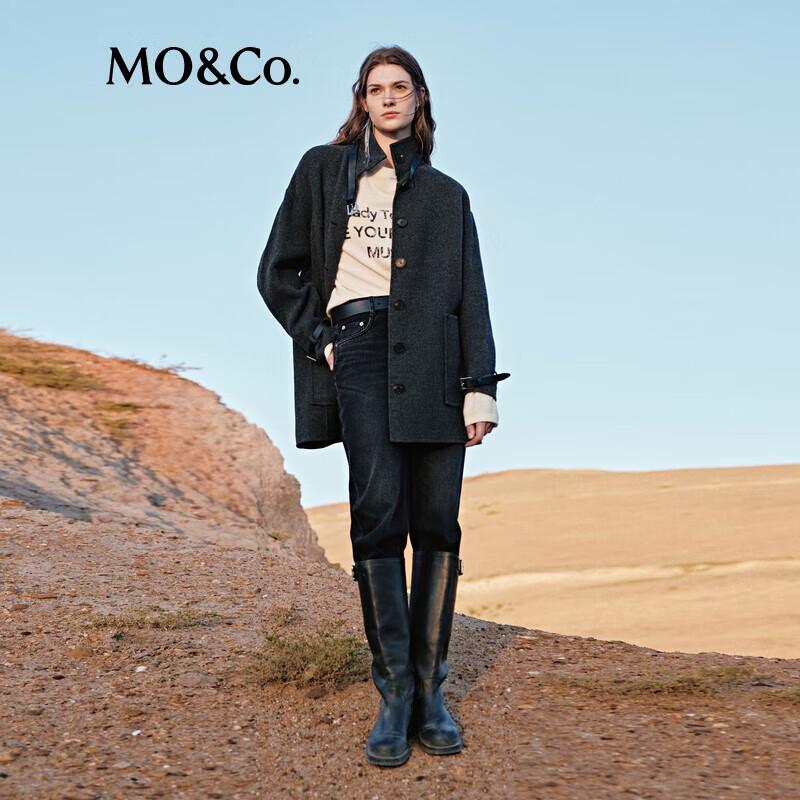 MO&Co. Women's Merino Wool High-Neck Double-Faced Coat