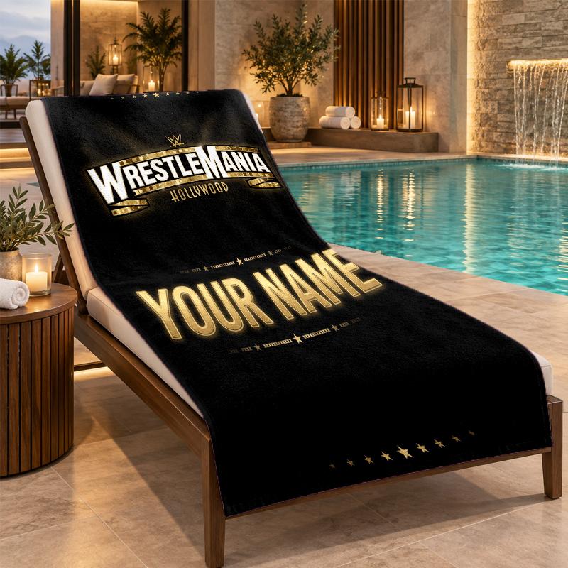Custom Name WWE LOGO Beach Towel Personalized Text Soft Towel Swimming Travel Bath Gift