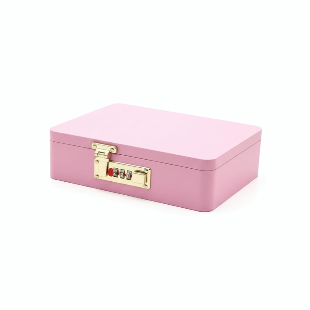 Combination Lock Password Lock Storage Box Metal Construction Flip Top Design Key Safe Box Secure Storage Rectangular Shape