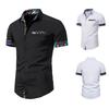 Summer Printed Men's Short Sleeved Shirt Splicing Design Short Sleeved Button Shirt