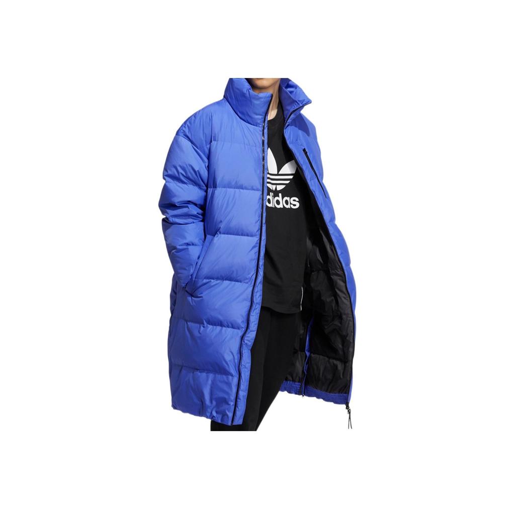 Adidas Originals Stand Collar Zip-Up Long Down Jacket Men Outerwear Blue H58056