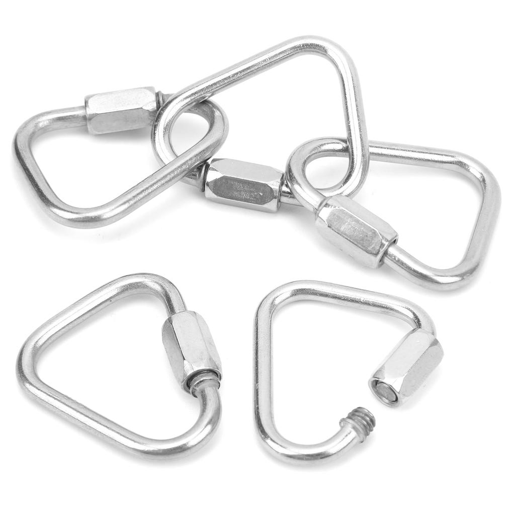 5pcs   Locking Carabiner Stainless Steel Portable Easy to Carry Carabiner for Camping Hiking