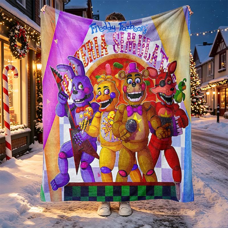 Deka se vzorem Five Nights at Freddy's pro domácí dekoraci, postel, pohovku, cestování autem, kempování, vhodná pro všechna roční období, dárek k narozeninám a Vánocům