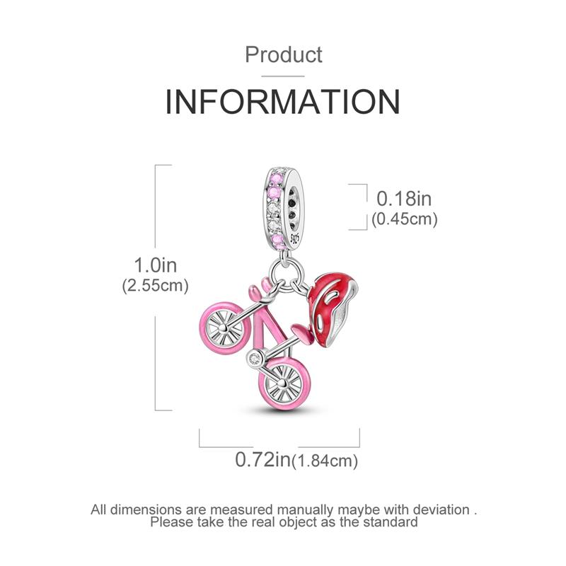 New 925 Sterling Silver Pink Series Scissors Dancing Skirt Buttons Pendant Love Beads Bags Charms Fit Bracelets DIY Jewelry Gift