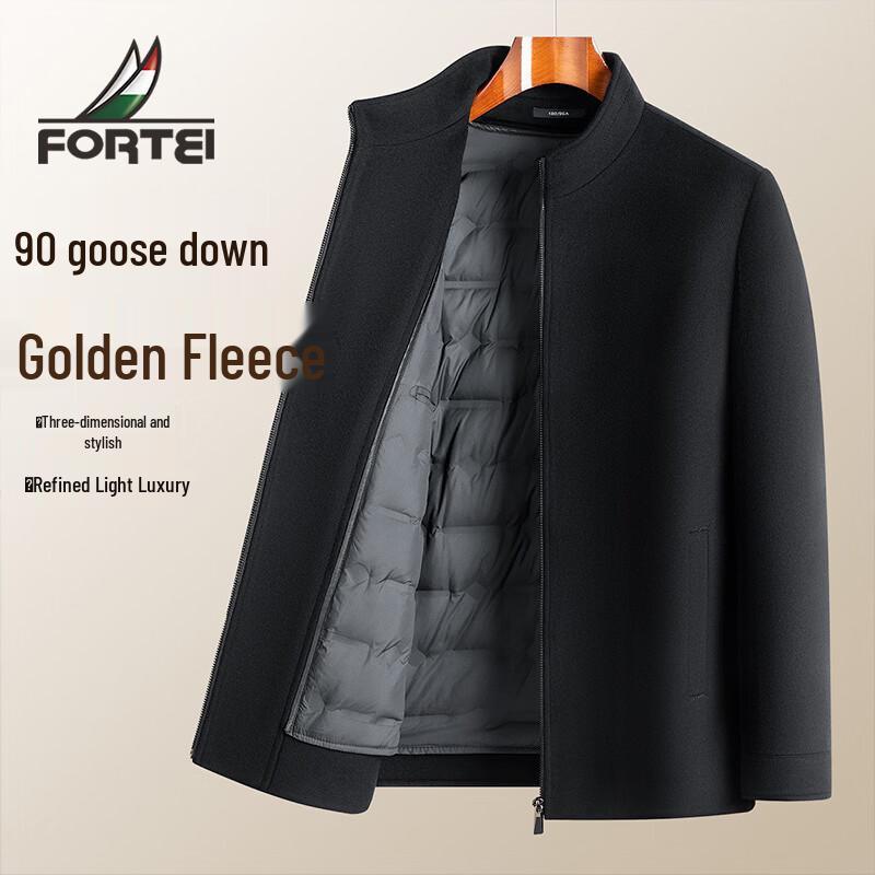 Men s Winter 90% Goose Down Wool Blend Overcoat with Removable Liner 50