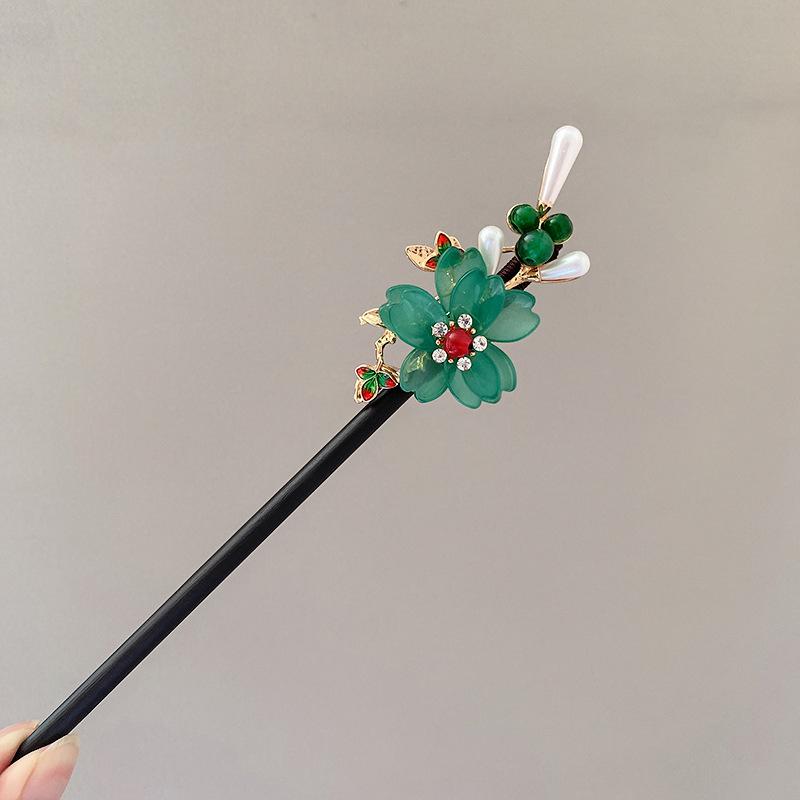 Exquisite Wooden Tassel Hair Clip Ancient Style Flower Hairpin for Girls Hair Jewelry Accessories