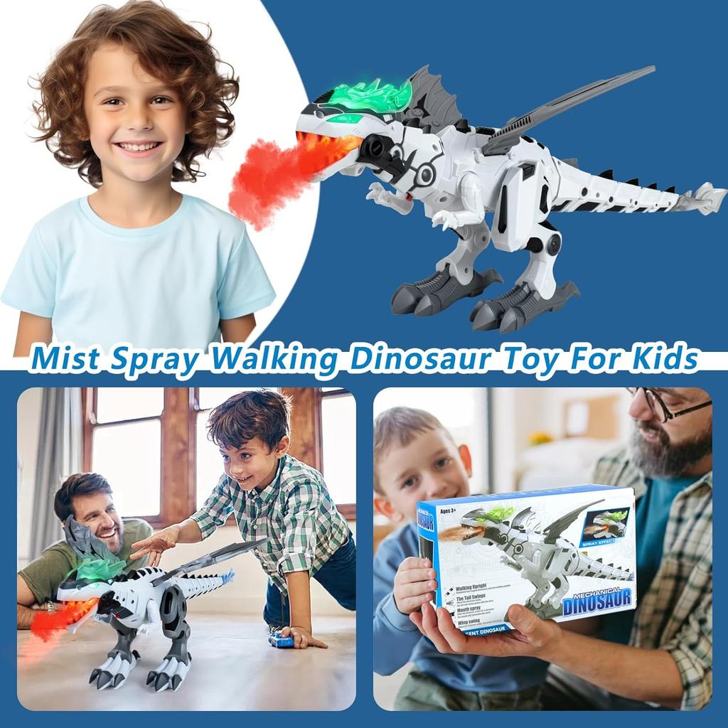 Dinosaur Toys for Kids 3-5, Electric Walking Dinosaur Toy with Fire Breathing & and Roar Sounds for Kids 2-4-7 8 9 Years Old Birthday Gift, Realistic