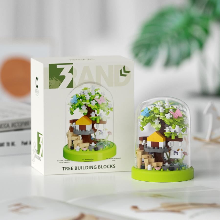 Non-toxic Mini Cherry Blossom Tree House Building Block Toys Educational Kids Toys Sakura Bonsai Decorations Mother's Day Gift