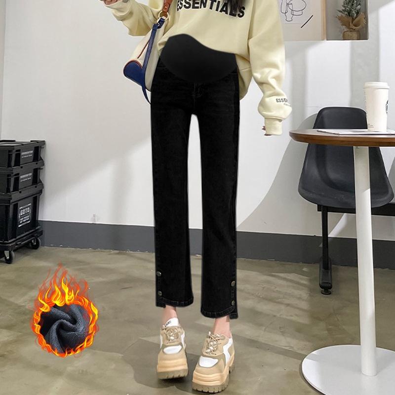 

#Pregnant women can wear jeans, velvet pipe pants, thickened outer wear in winter, casual and fashionable belly pants. M