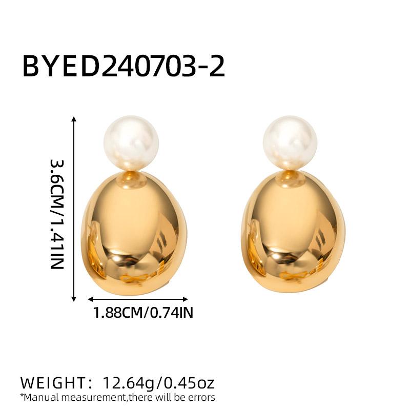 Light Cozy 18K PVD Plated Stainless Steel Pearl Bowknot Hanging love Heart Pendant Earrings Trendy Women Premium Zircon