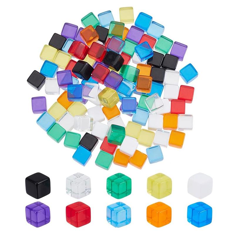 500/100PCS Board Game Props Clear Acrylic Square Cubes Blocks 10MM Kids Educational Sensory Training Toys Party Favors Gifts
