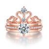 Luxury Iced Out Crown Princess Rings For Women Elegant Cubic Zirconia Stacking Engagement Wedding Ring Set Finger Jewelry R349