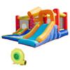 4 In 1 Kids Bouncy Castle Extra Large Double Slides & Trampoline Design Inflatable House Pool Climbing Wall with Blower Carrybag for Kids Age 3-8