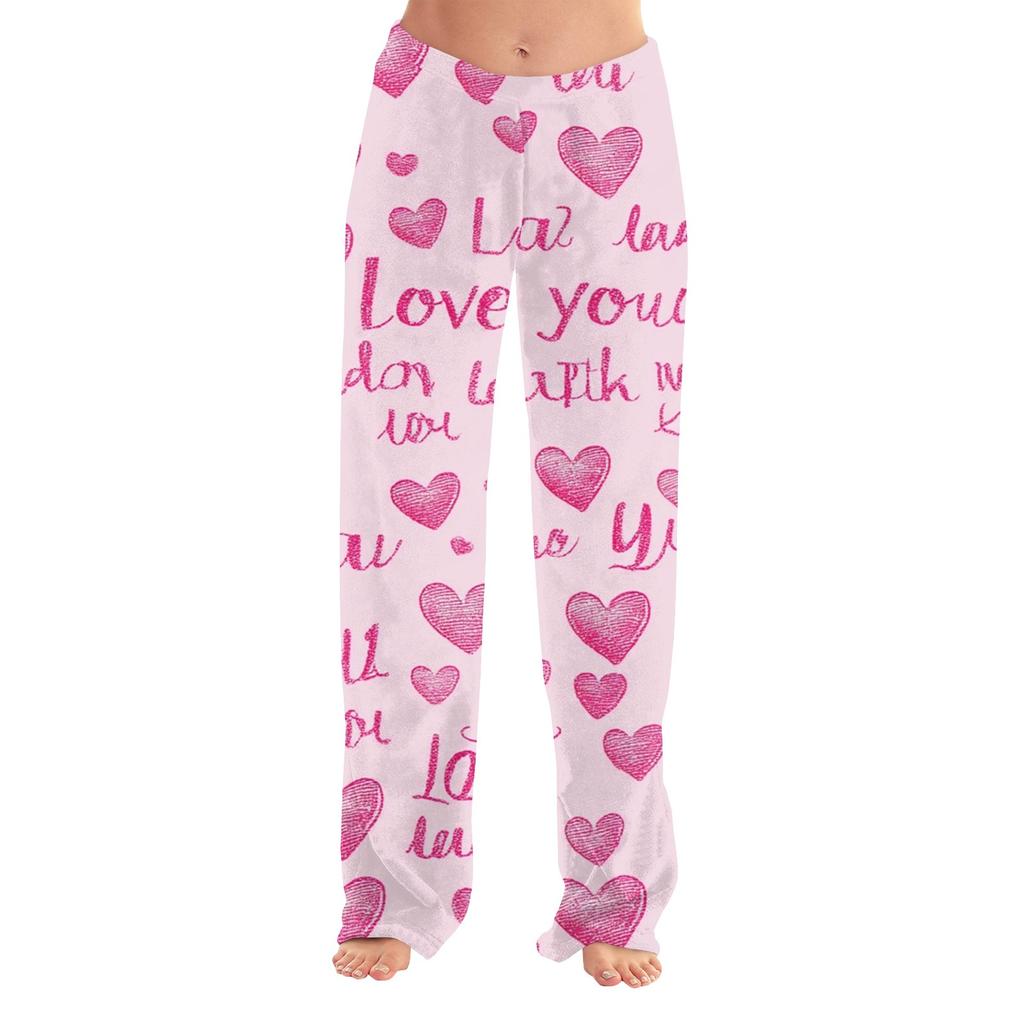Women's Valentine's Day Printed Casual Pants Drawstring Elastic Waist Drawstring Pants