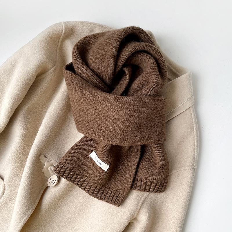 100% Pure Australian Wool Scarf Knitted Warm Neck Warmer For Men And Women New Style Solid Color Versatile Winter Accessory