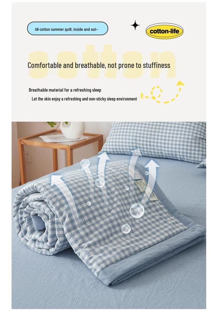 Inside and Out All-Cotton Quilt - 100% Pure Xinjiang Cotton Summer Air Conditioner Quilt for Single or Double Person