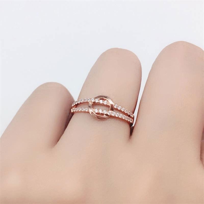 Russian 585 Purple Gold Knot Ring, Simple High-End Design Color Gold-Plated Rose Gold Adjustment Ring