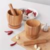 Manual Grinder Pressing Garlic Mashed Garlic Mashing Pot Multifuction Mashing Medicine Pot Jujube Pounding Garlic Wood Mortar