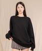 Ellamo Terry Basic Plain Oversized Sweatshirt [Black]