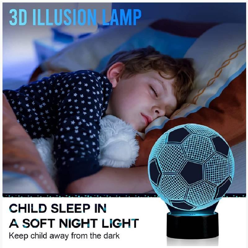 Night Led 3d Light Football Desk Lamp Illuminating Lights 7 Color Remote Gift