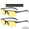 2PCS Night Vision Sun Protection Glasses Men Anti-Glare Driving Goggle Half Frame Polarized Sunglasses for Driver UV400