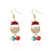 Cute Christmas Rhinestone Santa Claus Crystal Beads Tassel Drop Earrings Cartoon Xmas Earring For Women Men Holiday Jewelry Gift