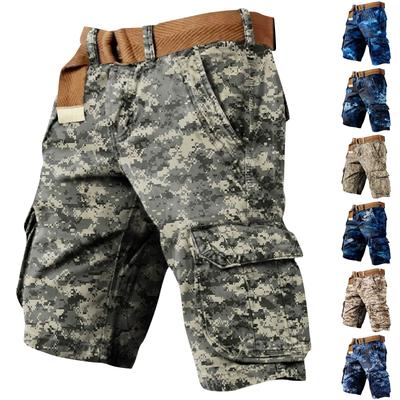 Calções de Trabalho Masculinos Estampados com Multi Bolsos para o Dia da Independência