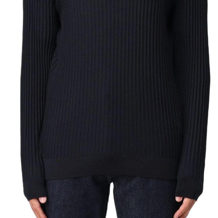 Emporio Armani Solid Color Crew Neck Long Sleeve Sweater Men Sweater Blue EM000130-AF10460-UB118