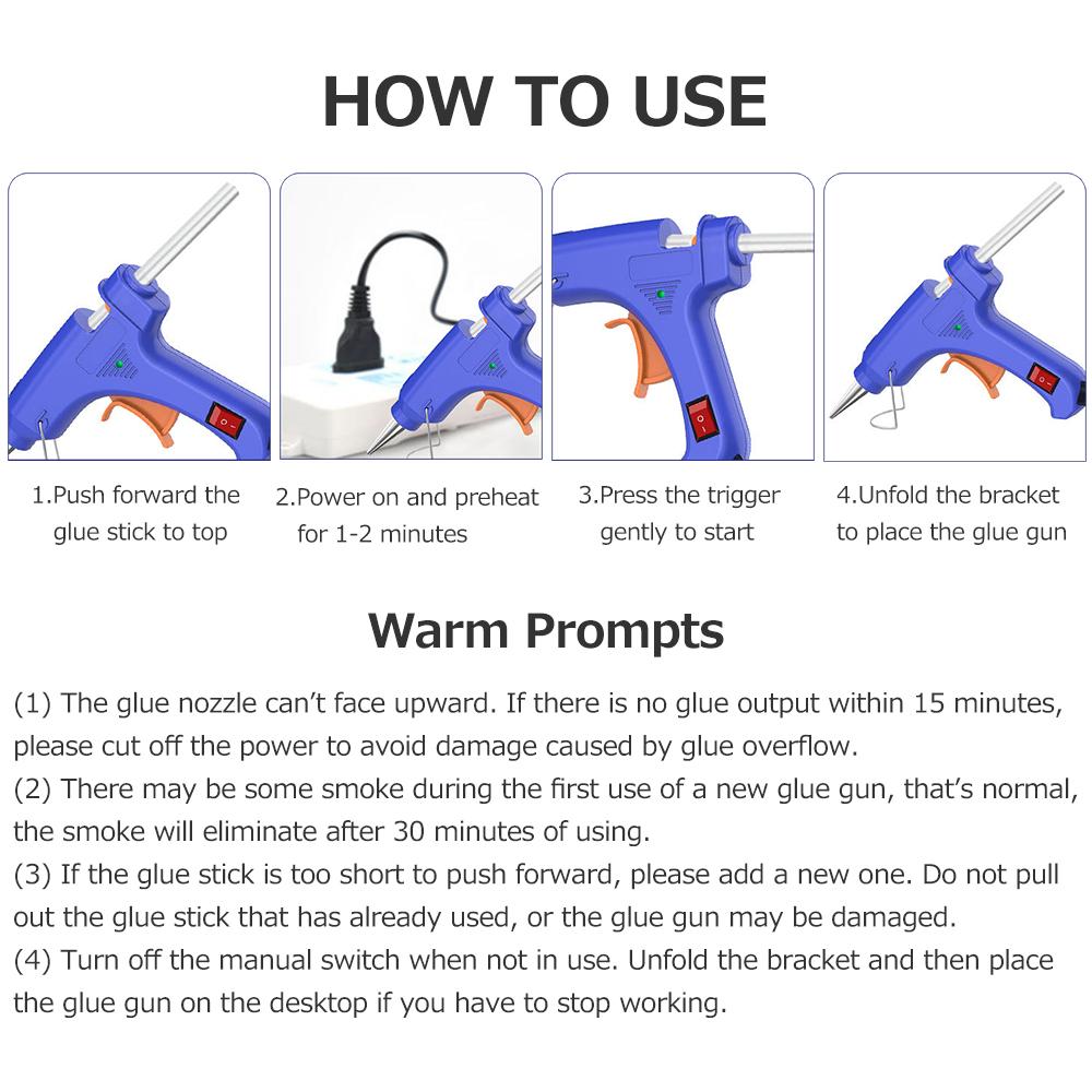 20W Portable Hot Glue Gun with 12 Glue Sticks Kids Handheld Mini Glue Gun Household Melt Glue Gun