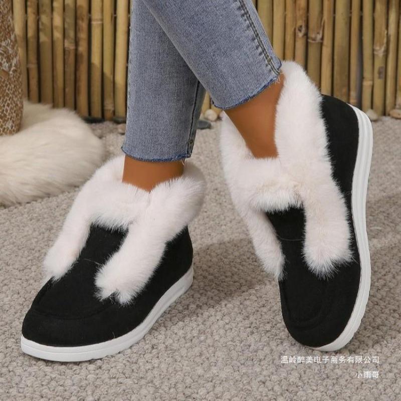 Foreign Trade Autumn and Winter New Large Size Short Tube Wool Snow Boots Women's Cross-border Warm Plush Thickened Wool Cotton Boots