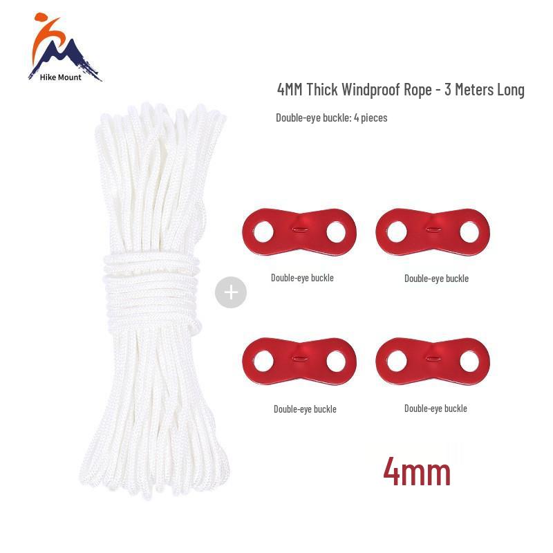 Outdoor Awning Pole Rope - 4mm & 5mm Thick Windproof with Buckle, Tent Rope, Clothesline, Bundling Rope