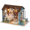 Exquisites Puppen-Miniatur-Holzhaus-Studio-Set mit LED-Lichtern und Möbeln