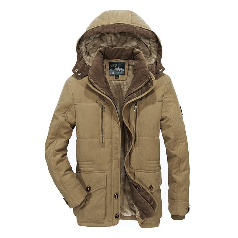 Winter Velvet Thickened Cotton Clothes Men's Large Size Can Be Taken Off The Hat Loose Medium and Long Cotton Clothes Men's Coat