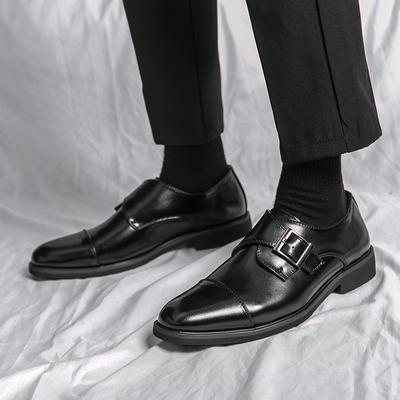 Fashion High Quality Brand Men's Leather Casual Shoes Pointed Banquet Dress Shoes High-end Elegant Brown Men's Business Work Shoes