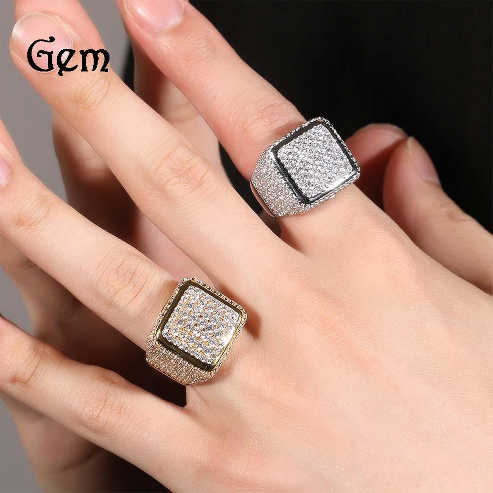 Hip-hop retro big square ring copper inlaid zircon fashion personality trendy man ring
