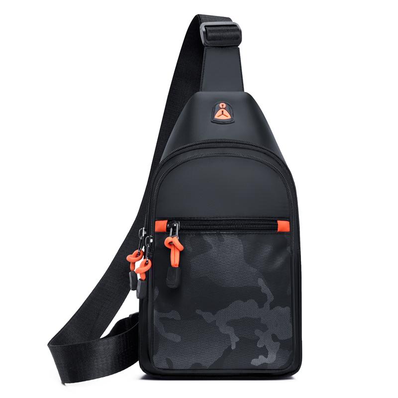 Pánská multifunkční taška přes rameno Messenger látková hrudní taška crossbody ležérní kabelka s otvorem pro sluchátka