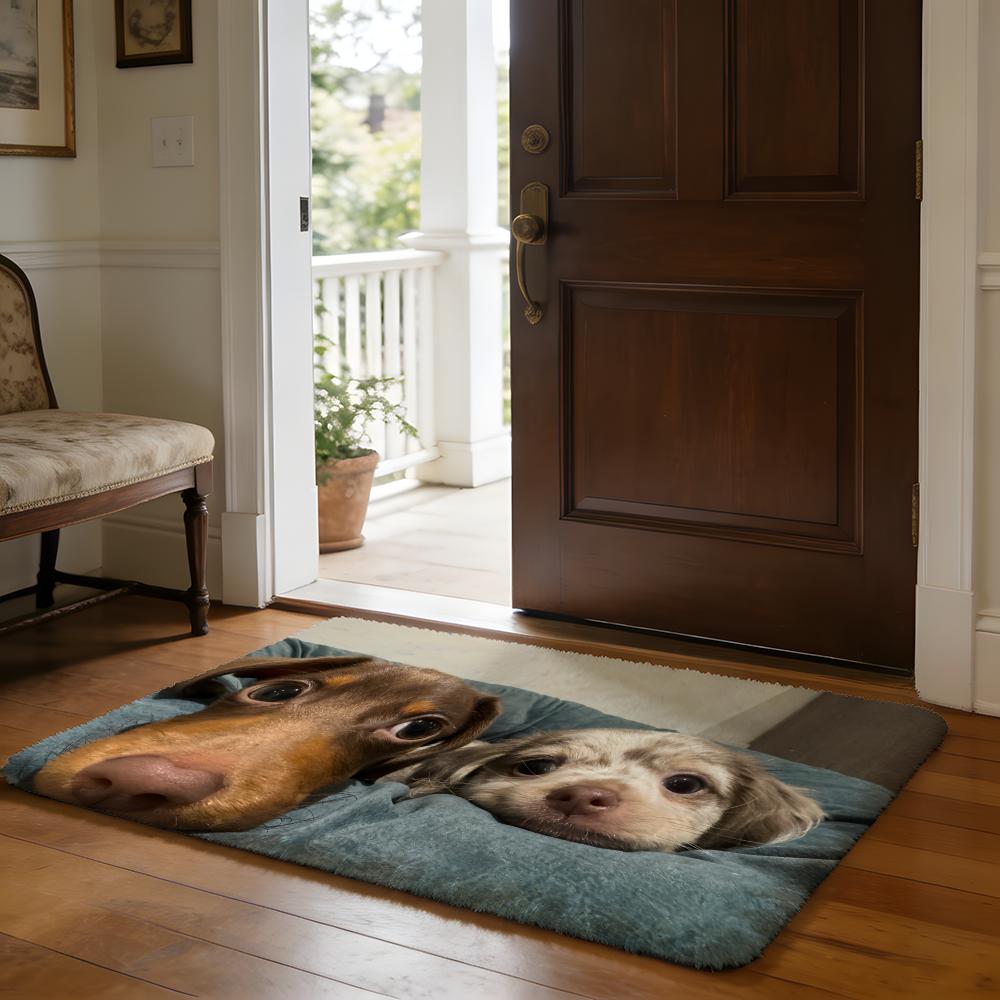 Kwaii Cute Dog Floor Mat Soft Flannel Absorbent Mat Non-Slip Rug Home Bedroom Bathroom