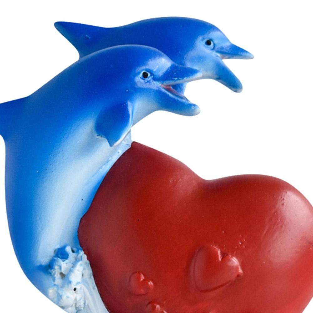 Cartoon Dolphin Statue Resin Craft Sea Animal Sculpture Lively Dolphin Figurine  Cabinet