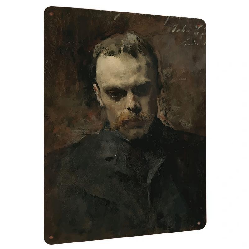 

Vintage Style Mens Portrait Metal Iron Painting Home Wall Decor European Art Custom Mural 20x30cm（7.8x11.8inch）