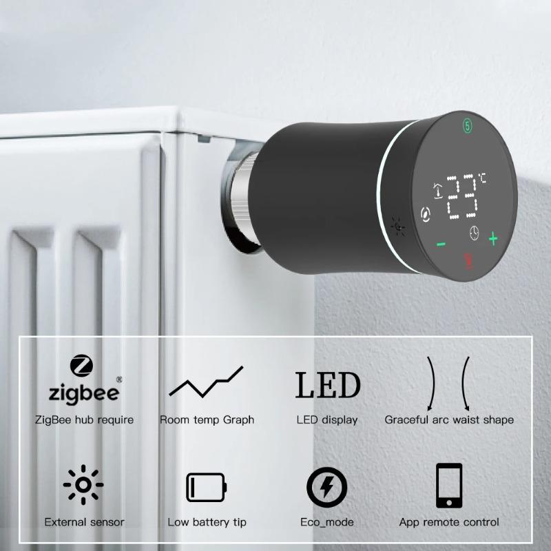 MOES Tuya ZigBee3.0 New Radiator Actuator Valve Smart Programmable Thermostat Temperature Heater TRV With Alexa Voice Control