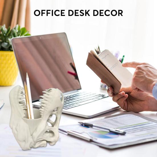 Dinosaur Skull Pen Holder Plastic Pencil Case Desktop Organizer for Pens Erasers Markers School Office Supplies