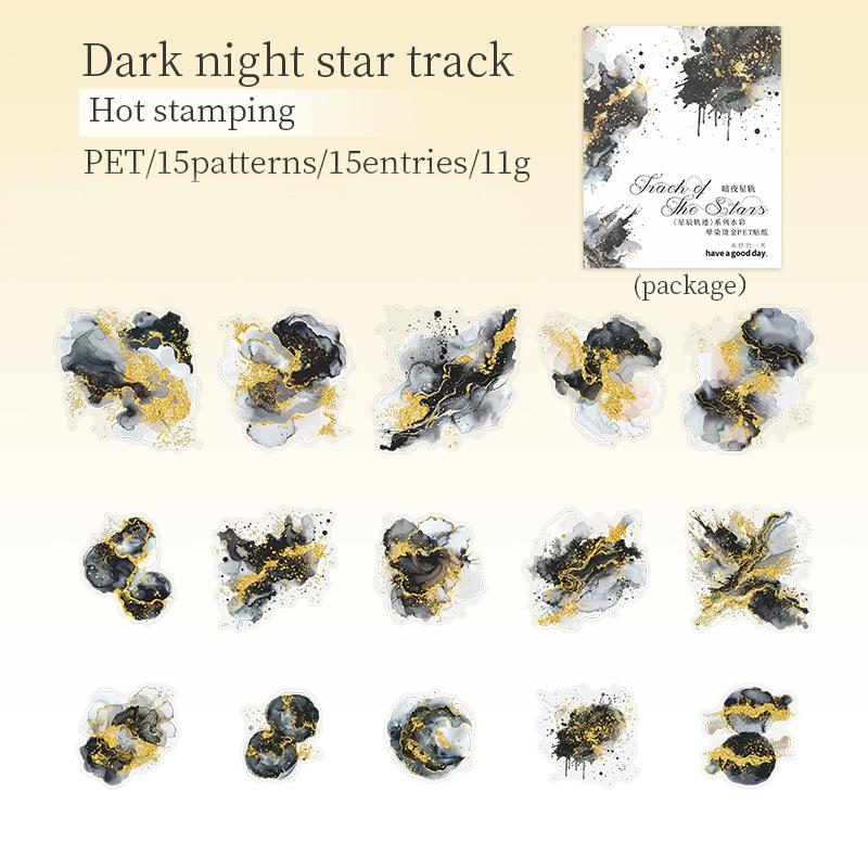 15 Sheets/bag PET Smudge Hot Stamping  Sticker Pack Handbook Material Cut Film Sticker Pack For Note Book Phone Case Decoration