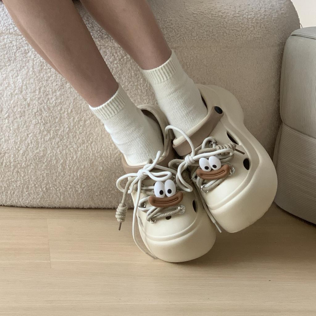 8Cm height-increasing hole shoes women's fun and funny summer new non-slip and breathable bag head slippers