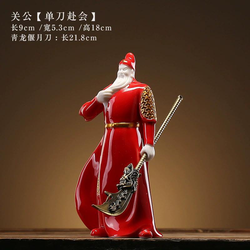 Chinese Guan Gong Statue, God of Wealth & Warrior Figurine, Ceramic Decoration for Home Office Desk, Blessing for Fortune