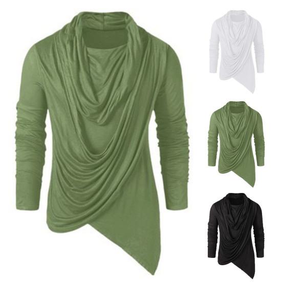 Herren Basic Oberteile Unifarben Langarm Pullover Locker Weich Atmungsaktiv Asymmetrischer Rollkragen Bequemes Herbsthemd Herren Alltagsbekleidung