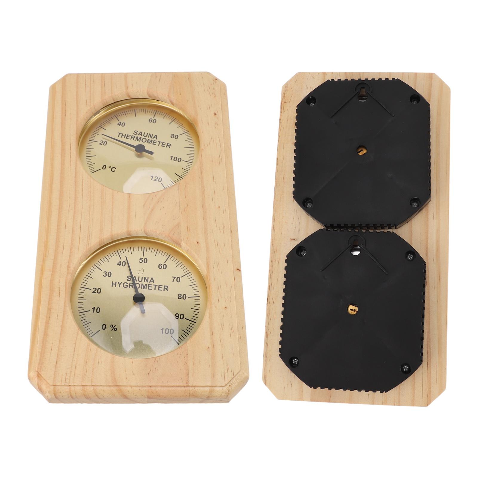 TOPINCN Sauna Thermometer Hygrometer, Wooden Sauna Hygrothermograph with 2 in 1 Thermometer and Hygrometer for Hotel, Gym,   or Home