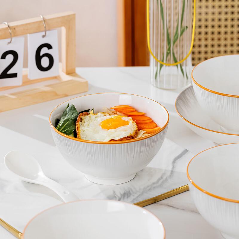 Jingdezhen Ceramic Noodle Bowl Set - 6-inch Underglaze Nordic Style