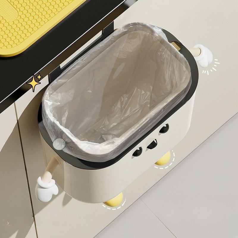 Wall Mounted Garbage Bin for Household Use, Large Capacity, Kitchen and Bathroom Use, No Bending, Narrow Seam, Waterproof Garbage Bin with Lid