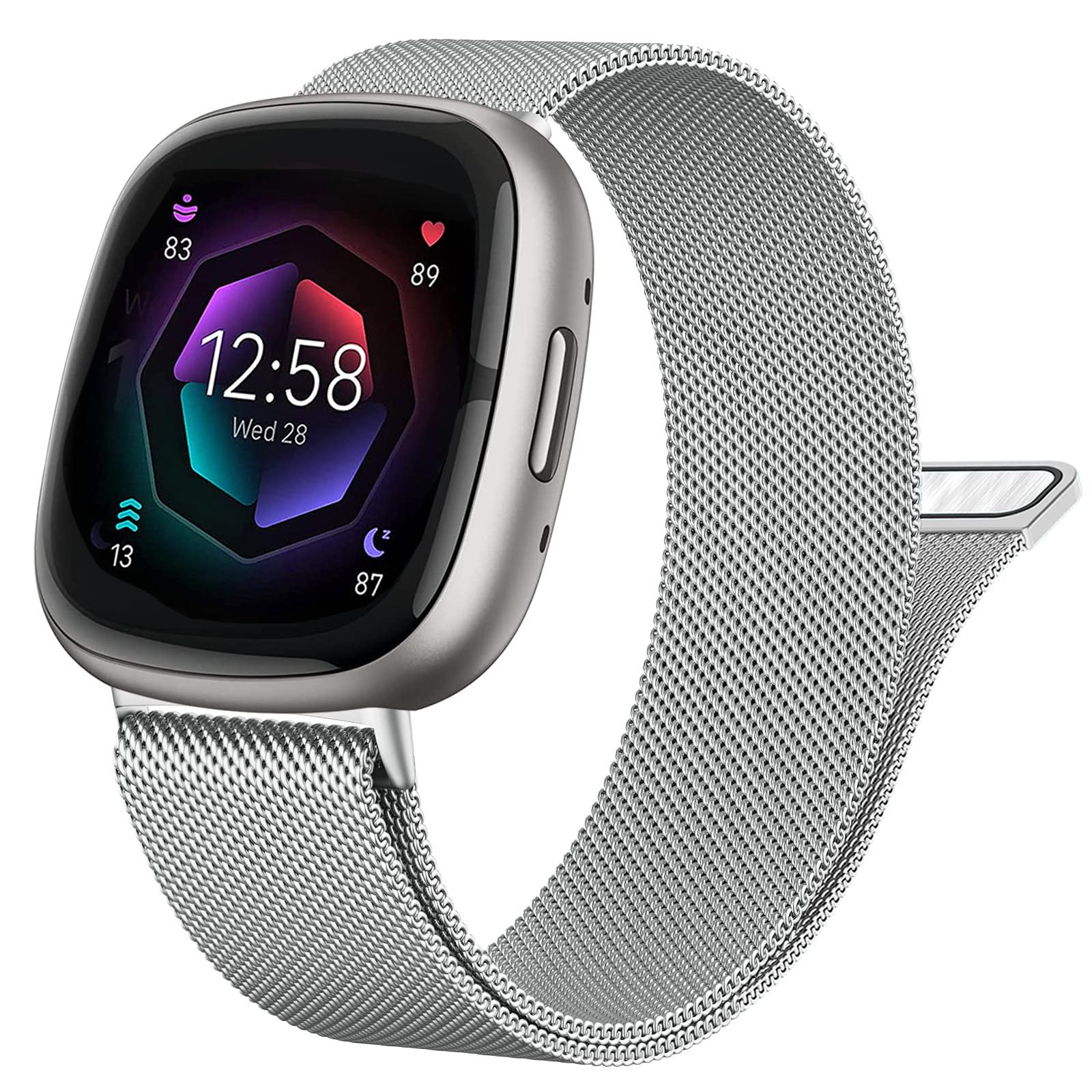 

Milanese Loop strap for Fitbit versa 4 3 Band Sense/Lite band Magnetic Stainless Steel metal belt Bracelet correa Fitbit versa 2 For Fitbit Versa&small size серебряный